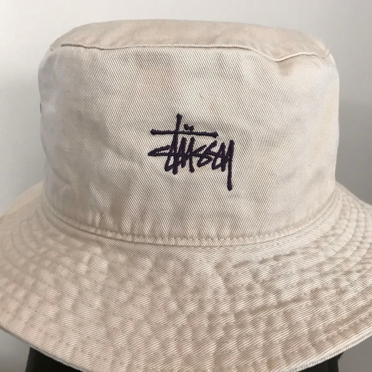 90s OLD STUSSY ステューシー★バケットハット バケハ★ショーンフォントロゴ刺繍★台湾製★USAメンズL-XL