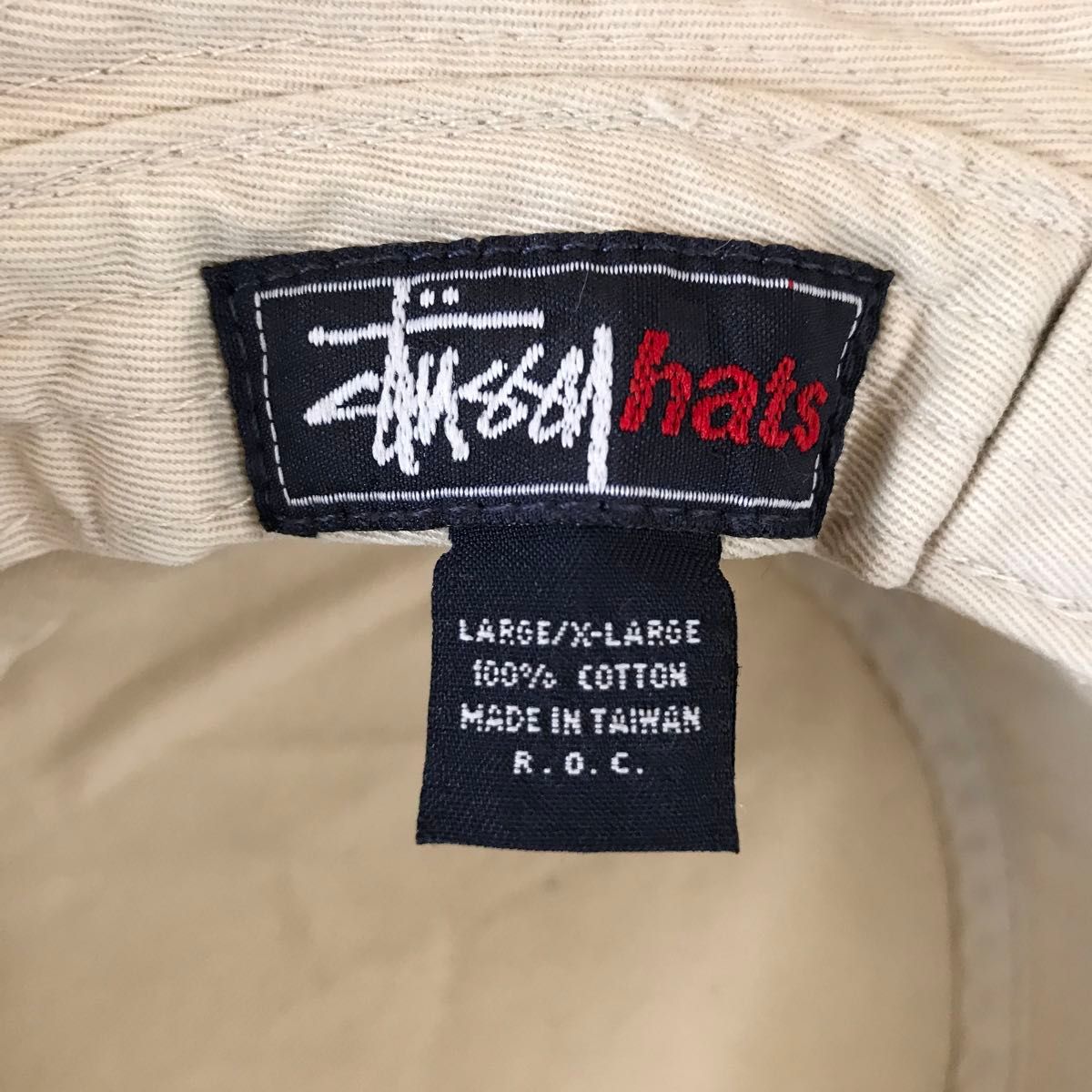 90s OLD STUSSY ステューシー★バケットハット バケハ★ショーンフォントロゴ刺繍★台湾製★USAメンズL-XL