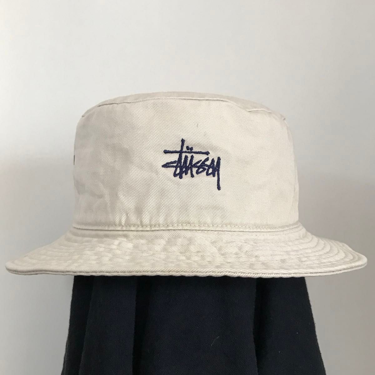 90s OLD STUSSY ステューシー★バケットハット バケハ★ショーンフォントロゴ刺繍★台湾製★USAメンズL-XL