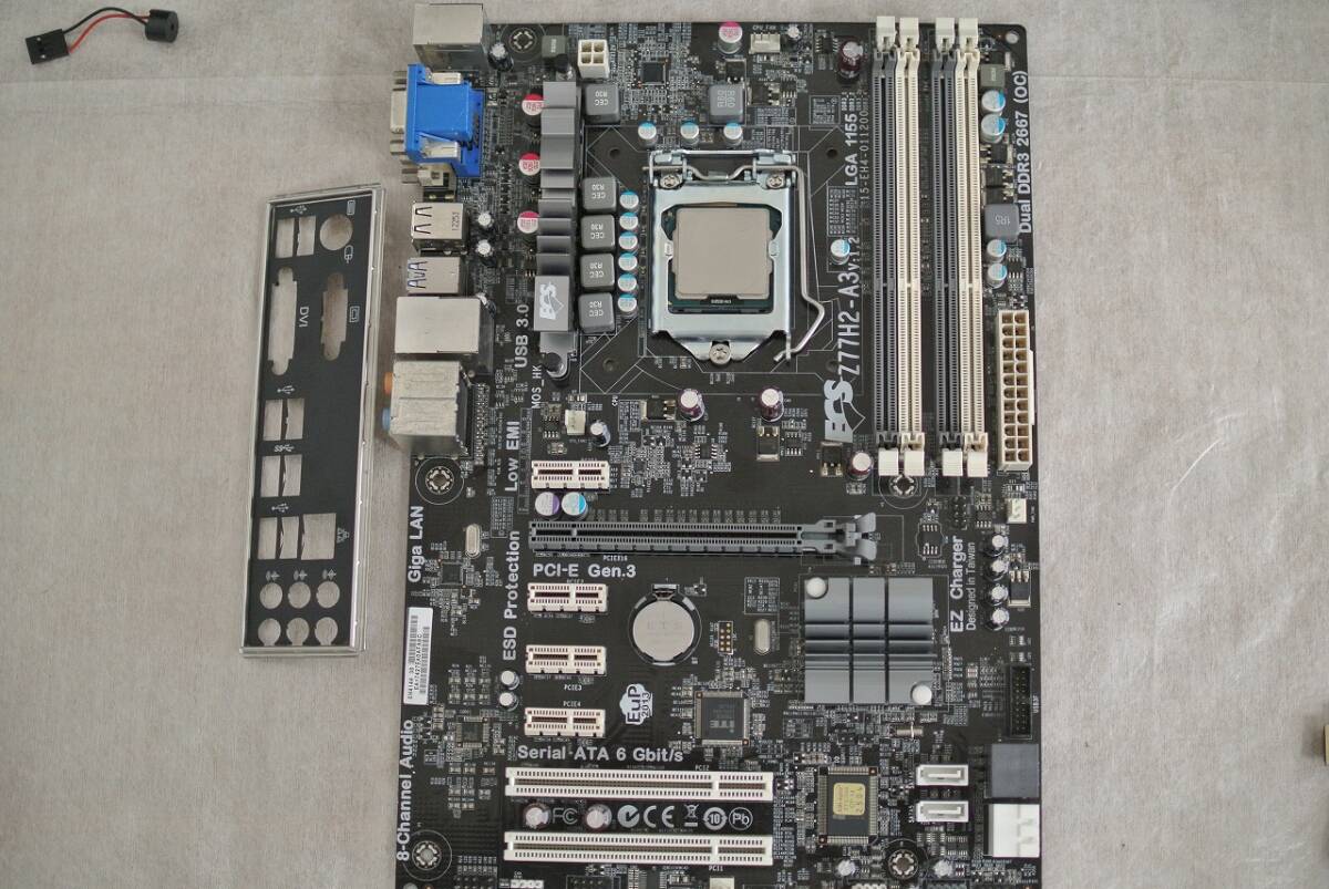 ECS製マザーボード Z77H2-A3 LGA1155 Corei5-3470 IOパネル付属_画像1