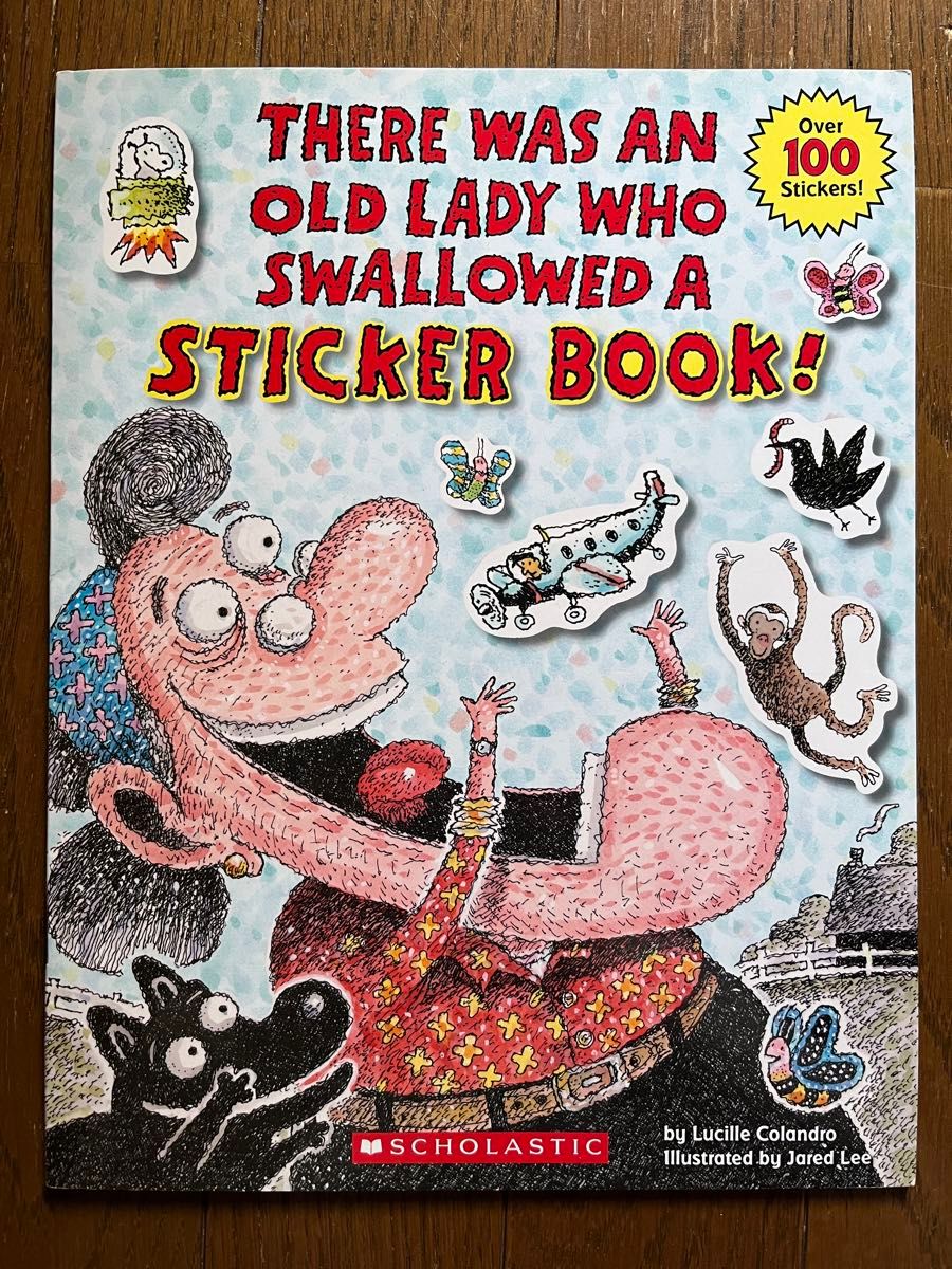There was an old lady who swallowed a sticker book 新品　シールブック