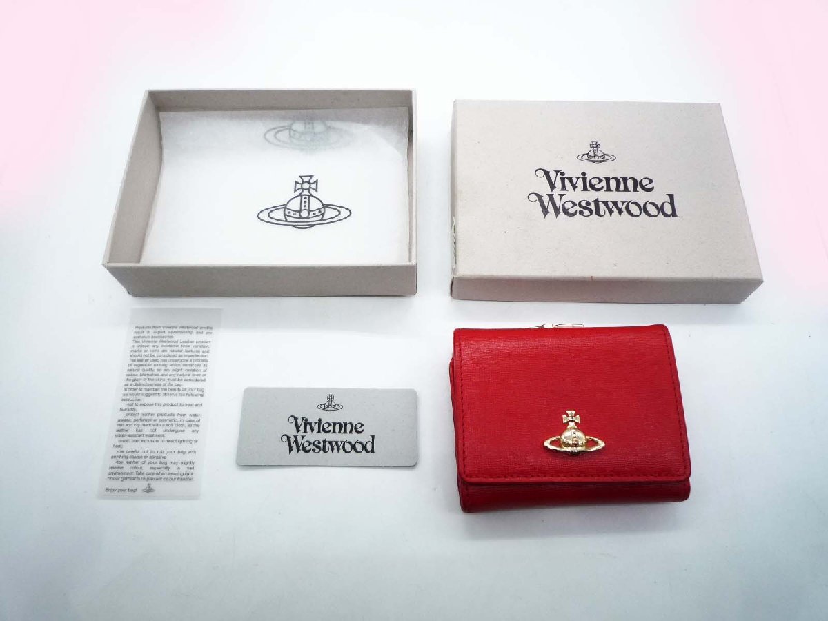 ■Vivienne Westwood ヴィヴィアンウエストウッド 財布 赤 1311 がま口 三つ折り 箱付き■/A_画像1
