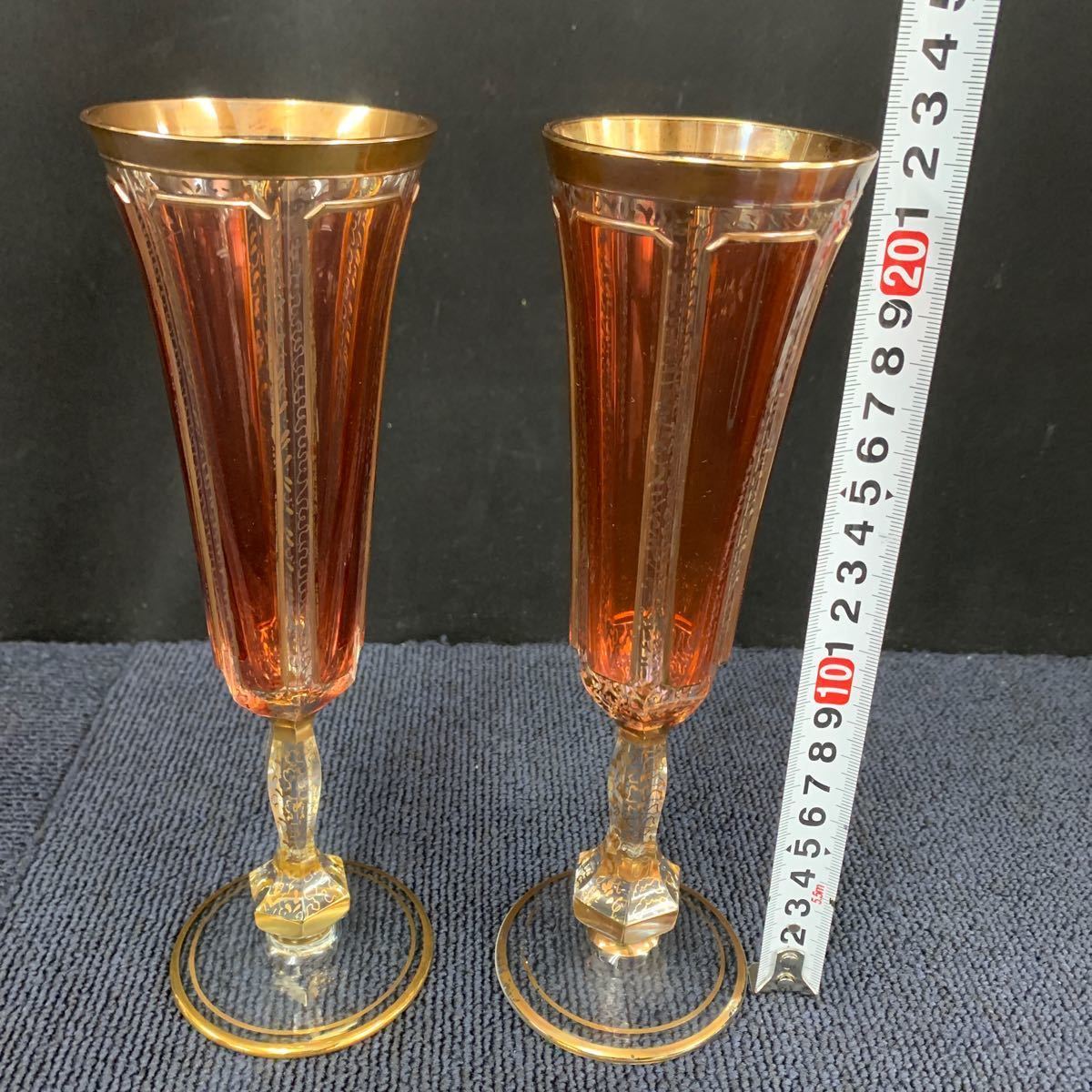 【海外購入品】ボヘミアガラス ワイングラス チェコ ガラス シャンパングラス ヴィンテージ W23_画像2