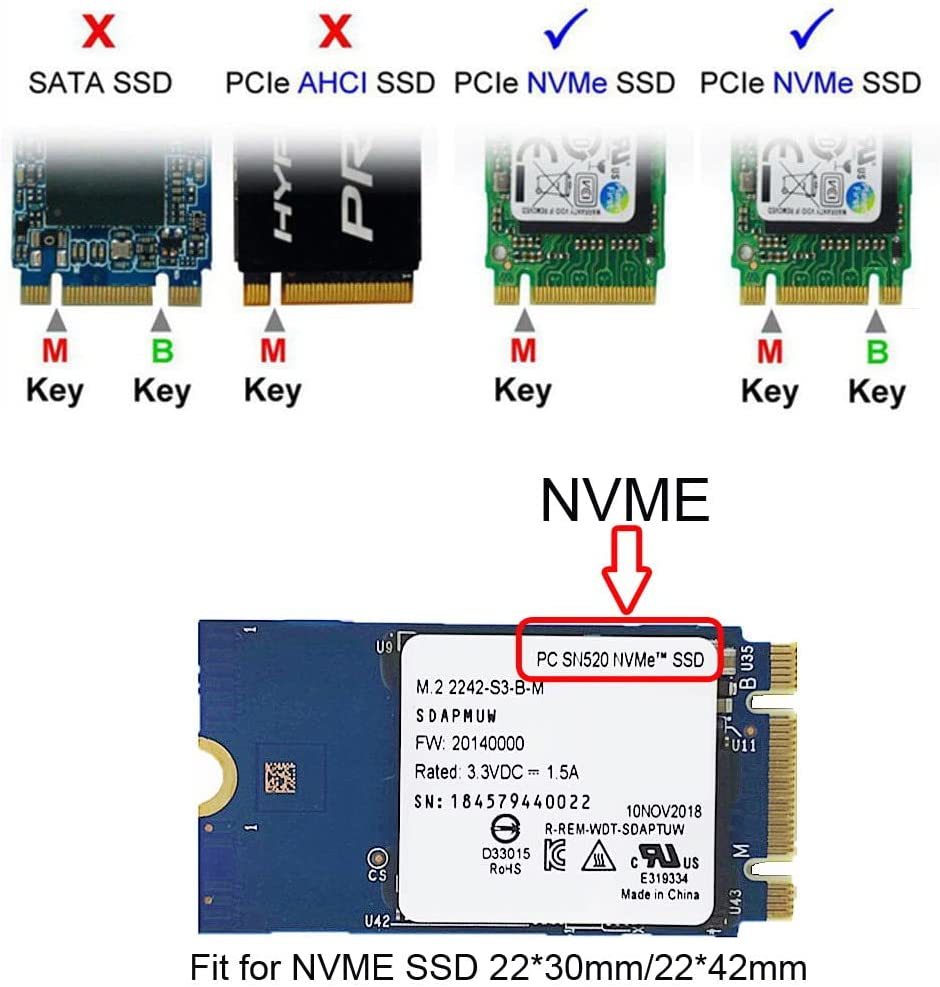 新品 Macbook Pro 2016 2017 13インチ A1708 A1707 A1706 M.2 NGFF Mキー NVME SSD変換カード 2230 2242に対応の画像2
