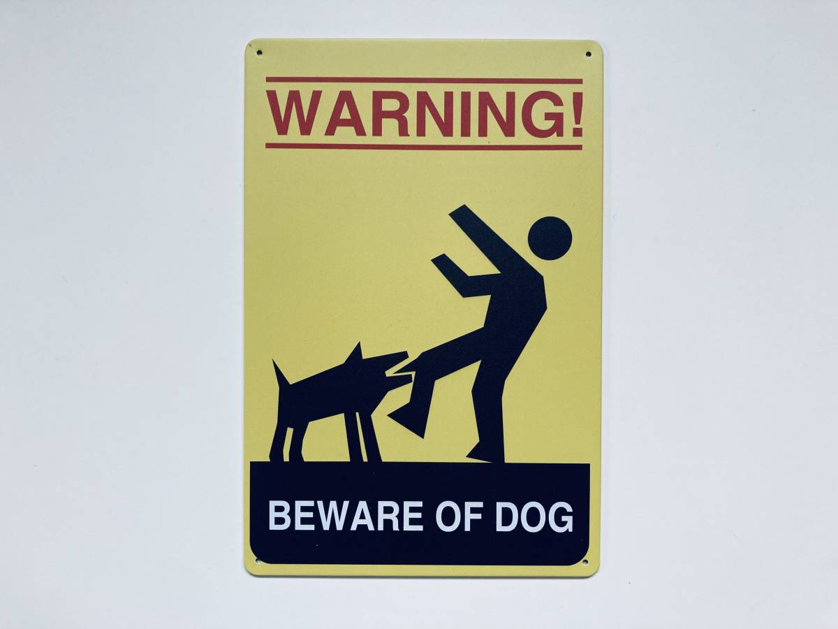 ブリキ看板 20×30㎝ 犬 イヌ 猛犬 注意 警告 WARNING BEWARE OF DOG 不法侵入禁止 レトロ アメリカンガレージ インテリア 新品 PRO-037_画像1