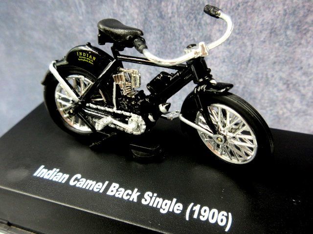 ■ニューレイ製 INDIAN インディアン Camel Back S ingle 1906年 ミニバイク オートバイ コレクション ブラック×シルバー系 おもちゃ 置物の画像1