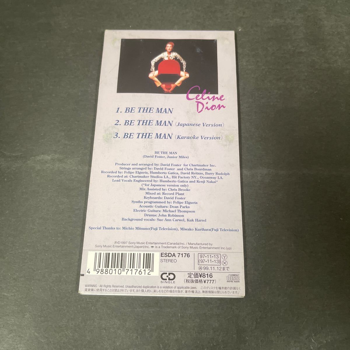 ● セリーヌ ディオン BE THE MAN 8cm CD 中古品 ●_画像2