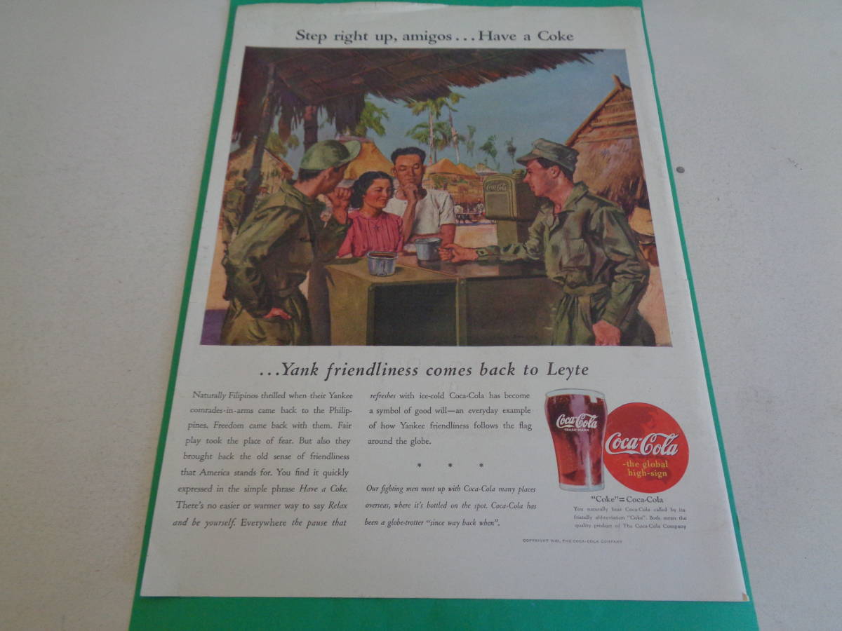 即決　広告　アドバタイジング　コカ・コーラ　ソーダ　フィリピン　１９４０ｓ　フィラデルフィア　ウィスキー　洋酒　ミッドセンチェリー_画像1