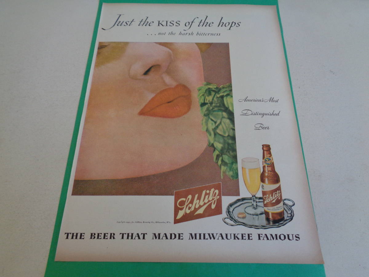 即決　広告　アドバタイジング　アメ車　ポンティアック　１９４０ｓ　ビール　ＢＥＥＲ　Ｓｃｈｌｉｔｚ　レトロ　クラシック　コレクター_画像2