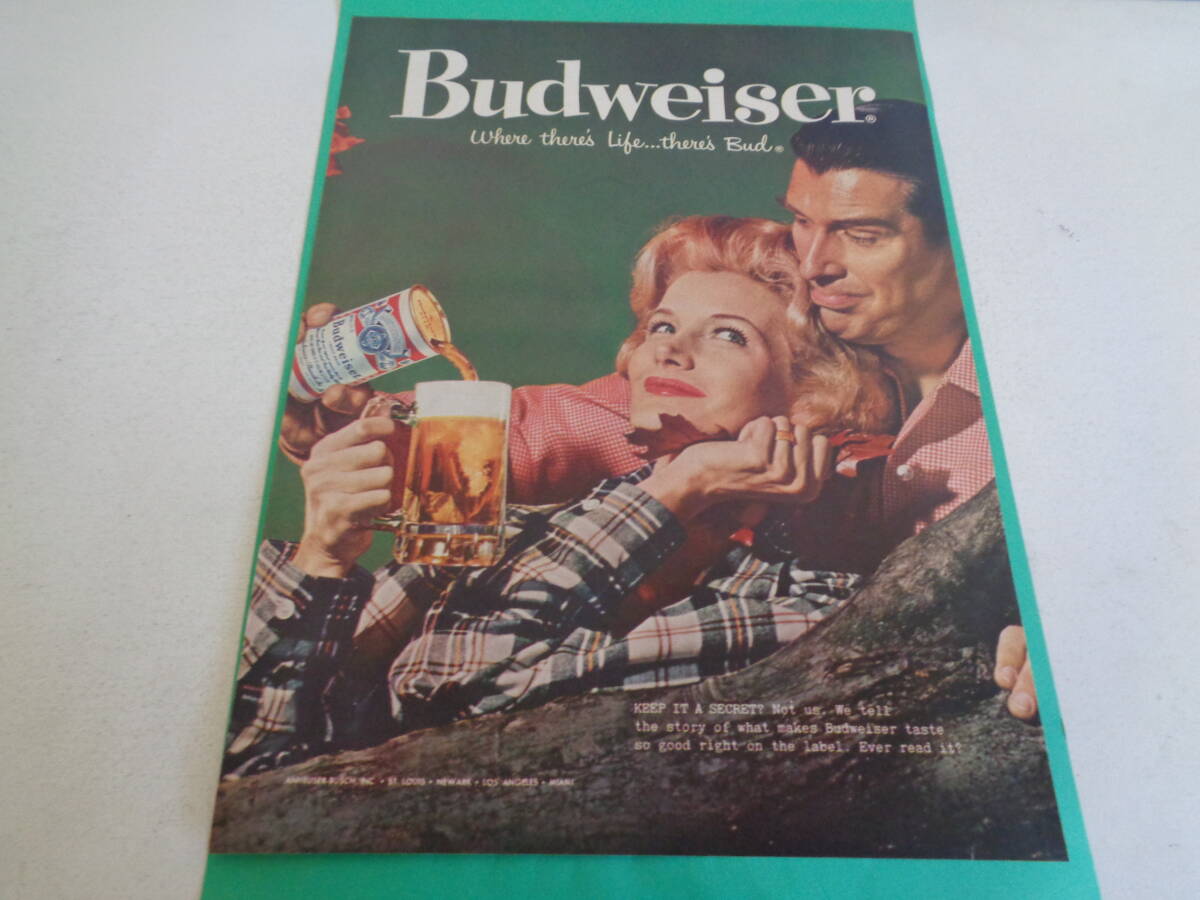 即決　広告　アドバタイジング　ＢＥＥＲ　ビール　バドワイザー　１９５０ｓ　フィフティーズ　レトロ　アンティーク　ミッドセンチェリー_画像1