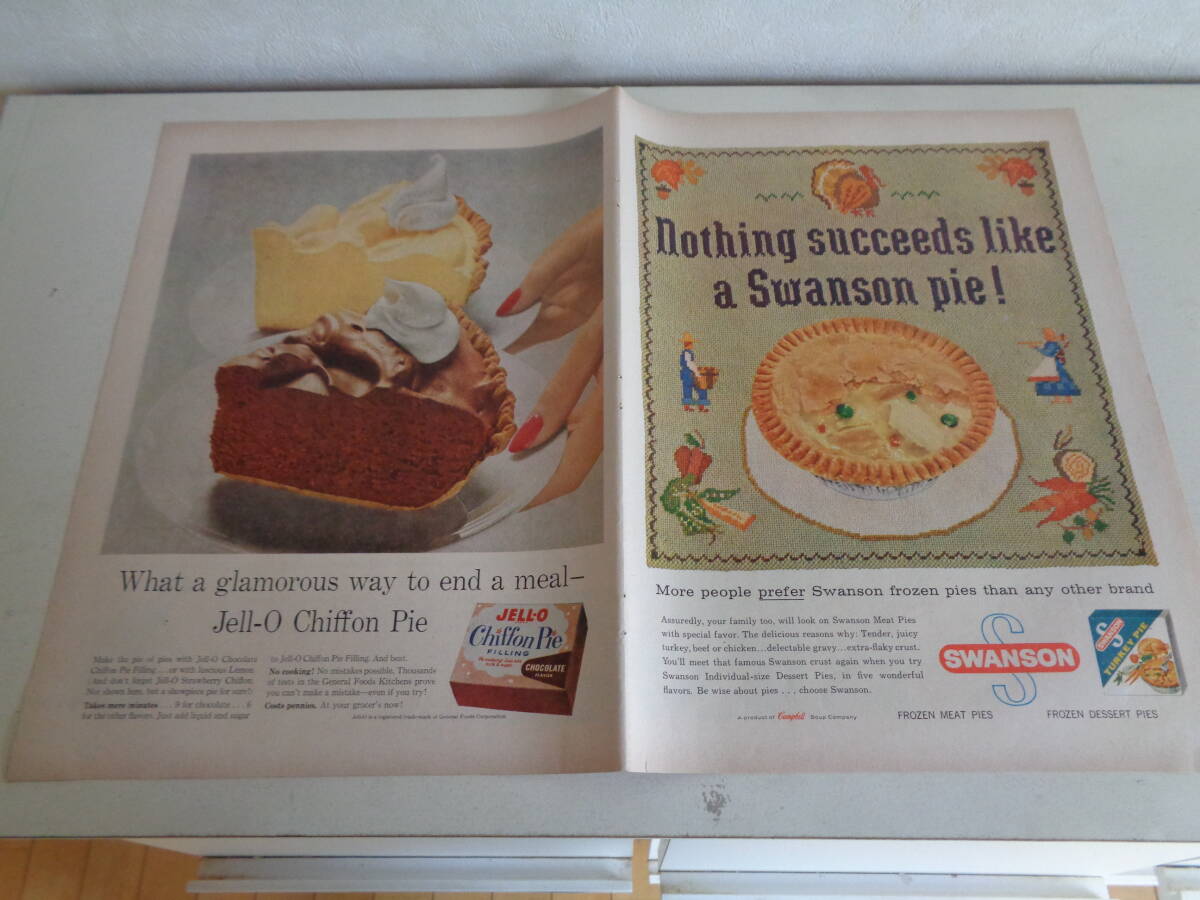 即決 広告 アド ＪＥＬＬ－Ｏ シフォンパイ チョコレート １９５０ｓ 冷凍食品 シリアル アルファベット ＴＥＸＡＣＯ ウールの画像1