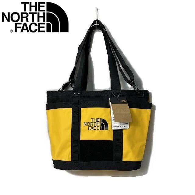 1円～!売切!【正規新品】THE NORTH FACE EXPLORE UTILITY TOTE トートバッグ 大容量 2WAY US限定 キャンプ 男女兼用(OS/17L)黄 黒180626-35_画像2