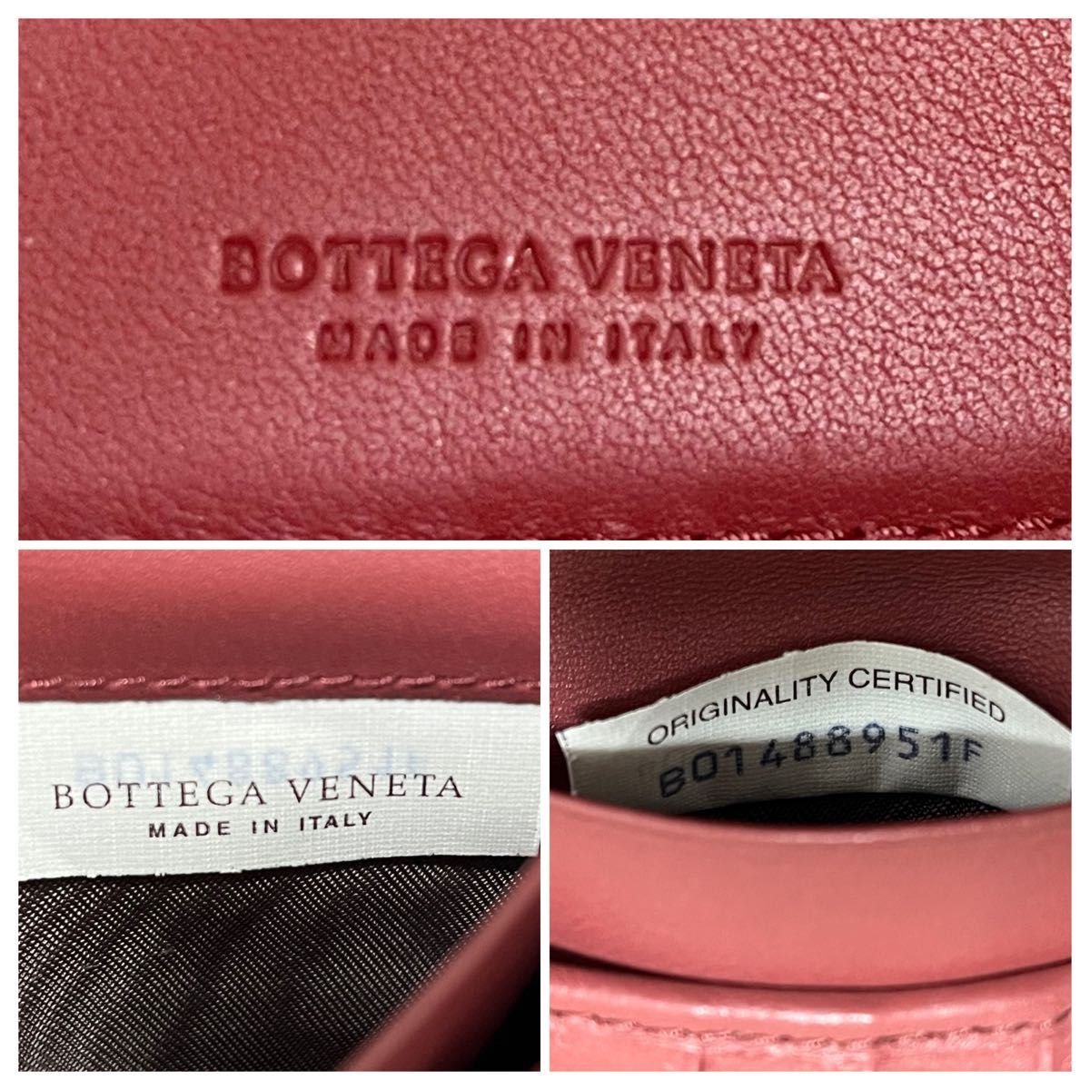 ラスト一点　正規品　ボッテガヴェネタ　イントレチャート　二つ折り財布　ピンク　送料無料 BOTTEGA VENETA 財布 レザー