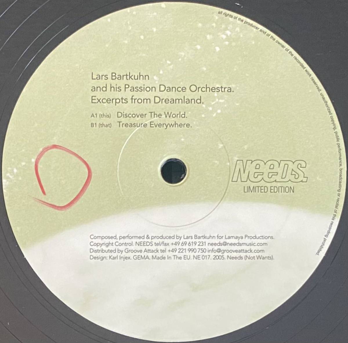 即決！Lars Bartkuhn And His Passion Dance Orchestra - Excerpts From Dreamland / Needs Music - NE 017_ラベルに書き込みあり
