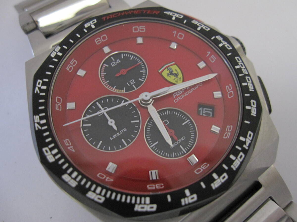 【YT-TC31-3】Scuderia Ferrari/SF/フェラーリ ASPIRE Chronograph、クロノグラフ 3針デイトQZ 赤文字盤 SF.45.1.34.0687 良品 稼働品_画像3