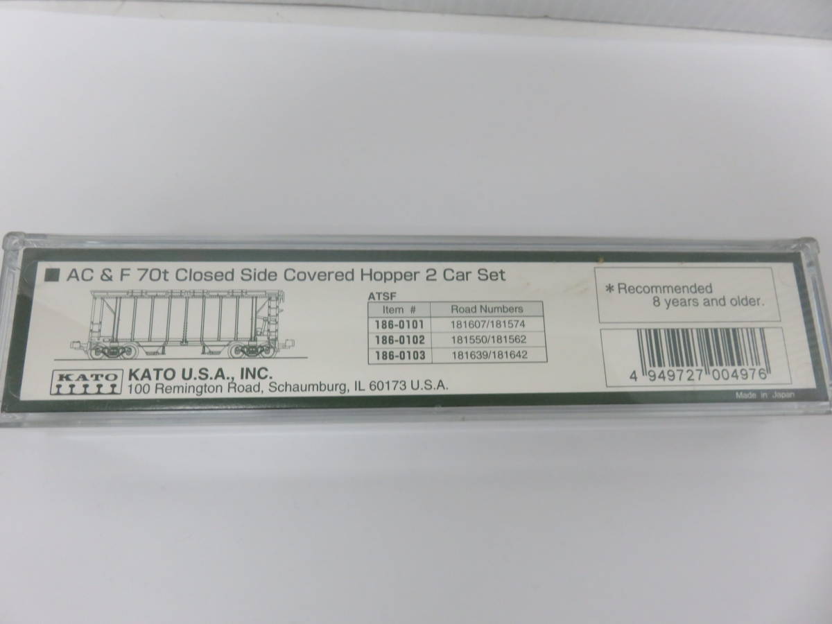 カトー　Nゲージ 　186-0102　NKP　貨物　AC&F 70t　Closed Side Coverd Hopper　ATSF　#2　2車輌セット　良品　KATO　 07_画像10