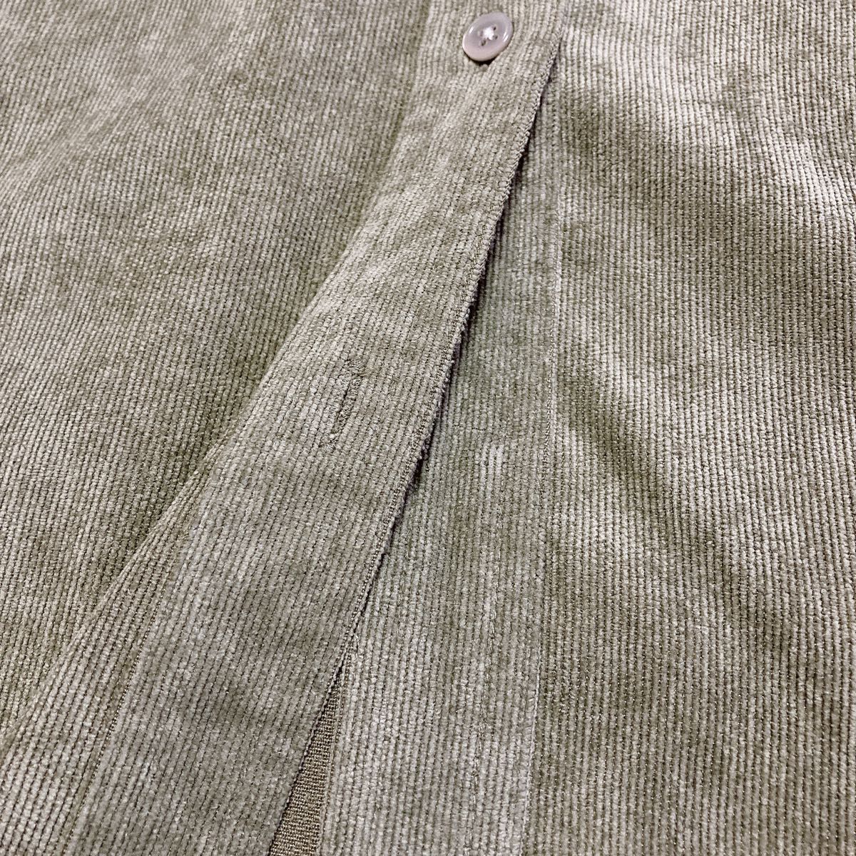 pm26.1 ikka 微起毛素材　ロングコールシャツワンピース　オリーブ　M ライトアウター　グリーン　羽織 くすみカラー　春服