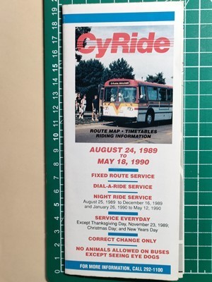 r1[ bus ] American CyRide route map timetable get into car guide 1989-1990 [eimz city Ames,Iowa I owa.] route map*timetable*riding information