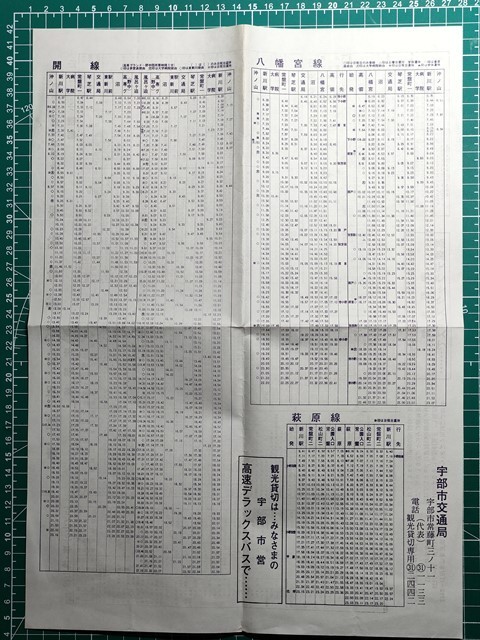 r1【宇部市交通局】市営バス時刻表 昭和49年 [山口・小郡線 西宇部線 沖ノ山・小串・桃山線 中央病院線 関線 八幡宮線 萩原線_画像2