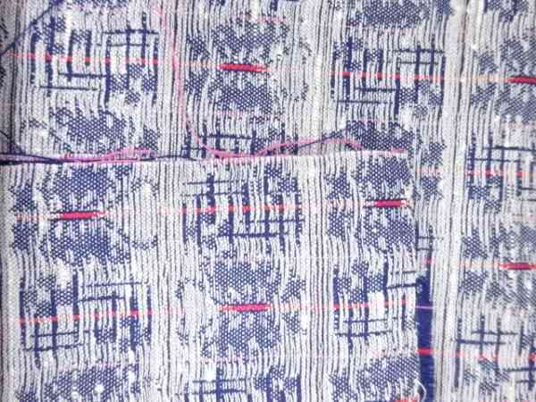 ys6926591; 宗sou 横段に抽象模様織出し着物洗い張り【アンティーク】【着】_画像8