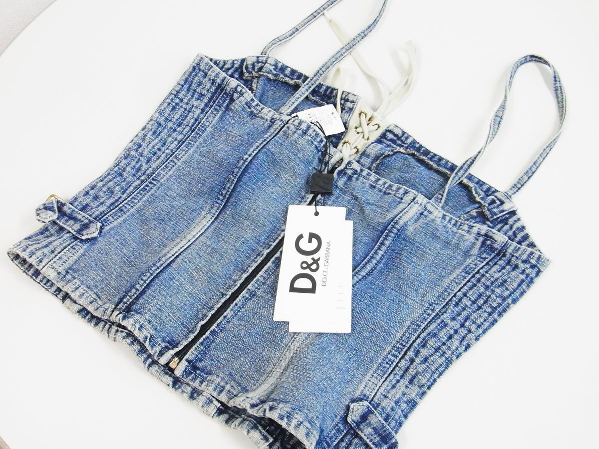 正規品★DOLCE&GABBANA ドルチェアンドガッバーナ★ドルガバ デニムビスチェ★44 30【64 FC671M 17440】ウォッシュデニム【本物保証】