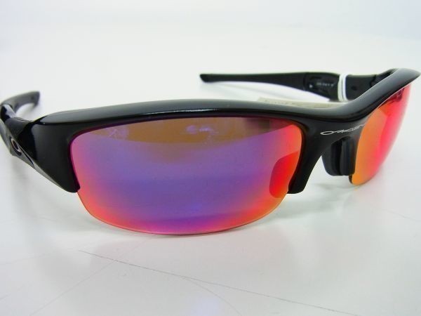 正規★OAKLEY オークリー★FLAK JACKET フラックジャケット サングラス【OO9112-6314】赤レッドイリジウム黒ブラック【本物保証】