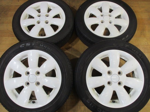 溝有り スズキ ラパン HE22S 純正 ホワイト ホイール タイヤ 4本 14インチ 155/65R14 2022年/2021年製造 HE33S ワゴンR スペーシア アルト_画像1