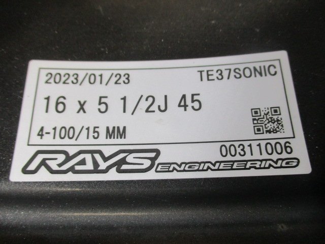 RAYS VOLK RACING TE37 SONIC ボルクレーシング FORGED 鍛造 ホイール 1本 4H-100 16インチ 5.5J+45 アルトワークス コペン S660 N-BOX 他_画像4