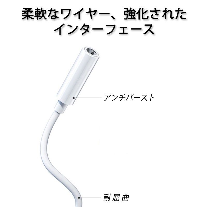 apple 3.5mmAUXジャック 変換ケーブル 白色 ライトニングジャックをauxジャックに変換アダプタ lightning