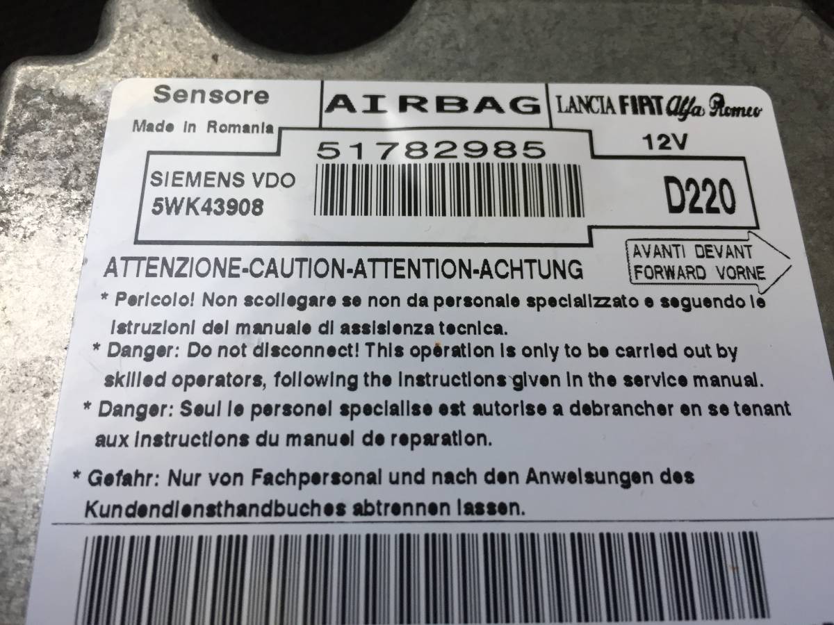 FIAT フィアット 51782985 5WK43908 エアバッグ コンピューター ECU 修理します。保証付き。 エアーバック AB14085_画像2