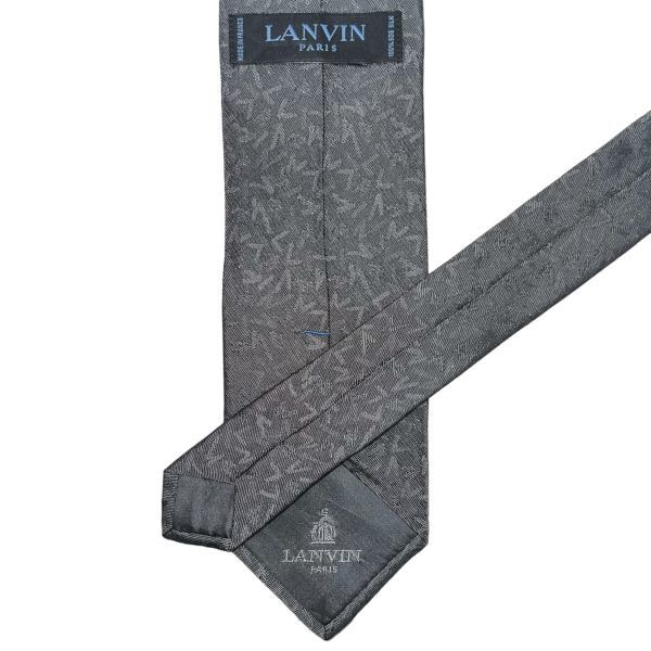 ★やや細め★ LANVIN 高級ネクタイ パターン柄 グレー系 ランバン FRANCE製 ネコポス可 USED t706_画像5