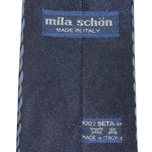 ★美品★やや細め★ mila schon パターン柄 ダークネイビー系 メンズ服飾小物 USED ミラショーン ネコポス可 中古 t767_画像6