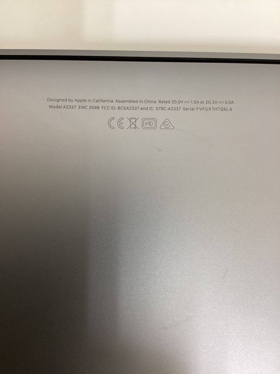 2020 MacBook Air M1ノートパソコン Apple 初期化済 箱付き 充放電回数16回 最大容量100％ 256GB A2337/EMC3598 ♯16467の画像9