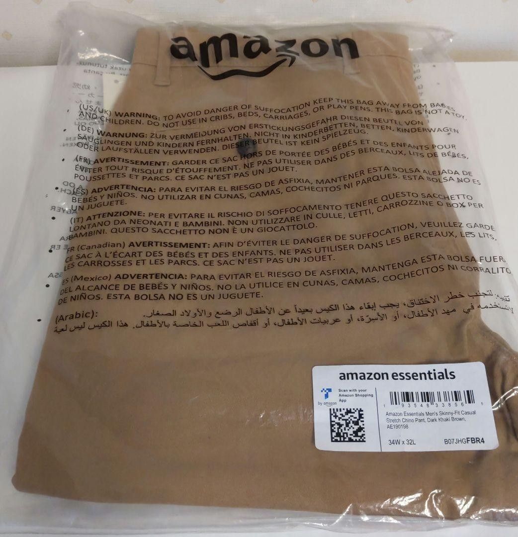 [Amazon Essentials] チノパン スキニーフィット カジュアル ストレッチ メンズ　ベージュ　日本のLLサイズ相当