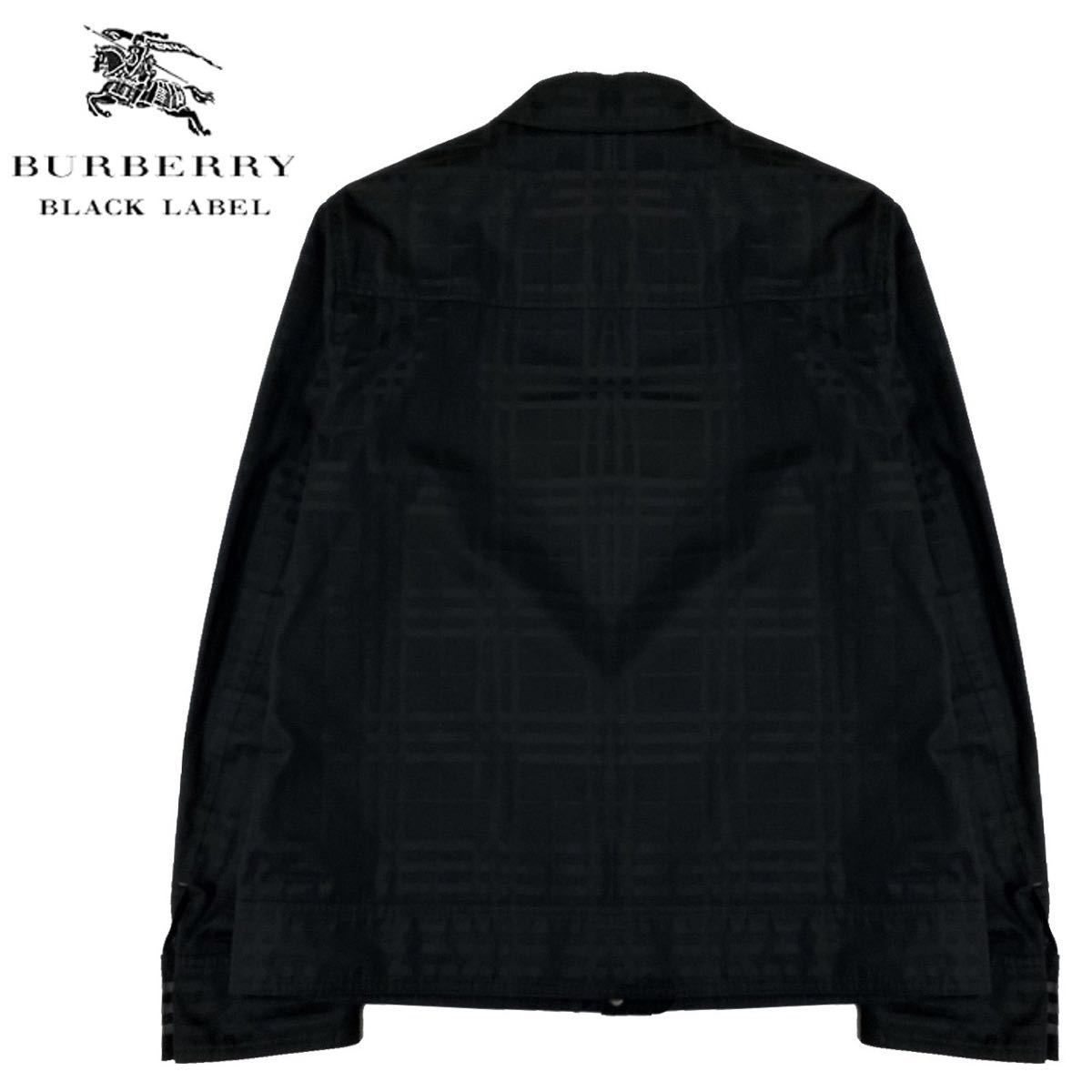 美品 バーバリーブラックレーベル BIGホース刺繍 シャドーノバチェック総柄 ZIP トラッカージャケット M 黒 ブルゾン BURBERRY BLACK LABEL_画像3