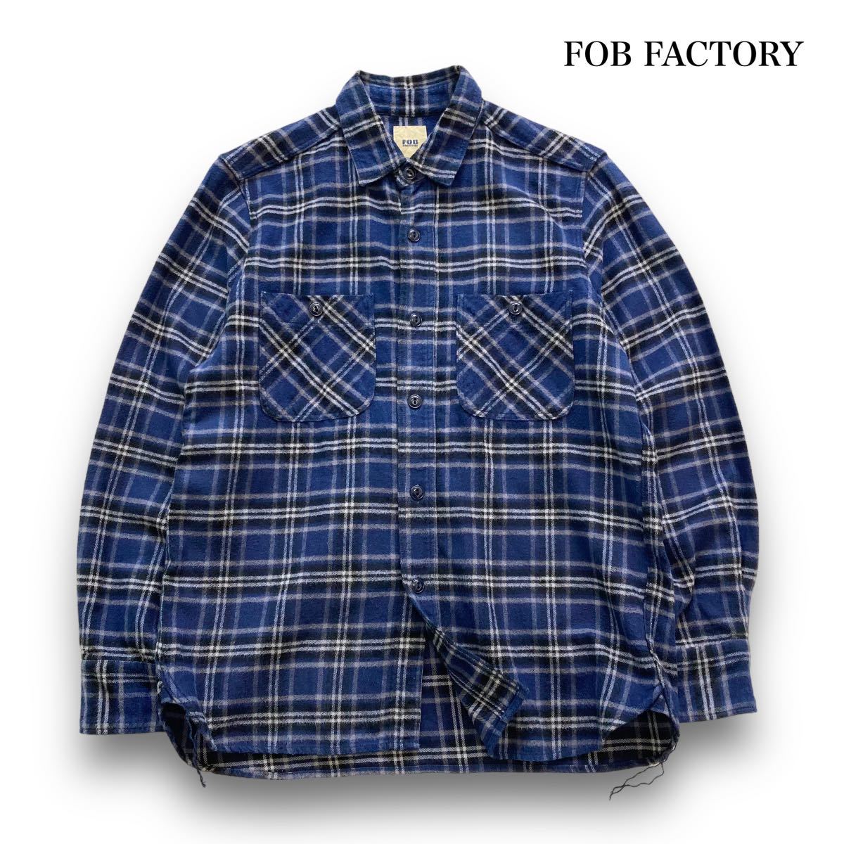 【FOB FACTORY】エフオービーファクトリー ライトウエイト ネルシャツ 長袖シャツ フランネルシャツ チェック柄 コットンワークシャツ 