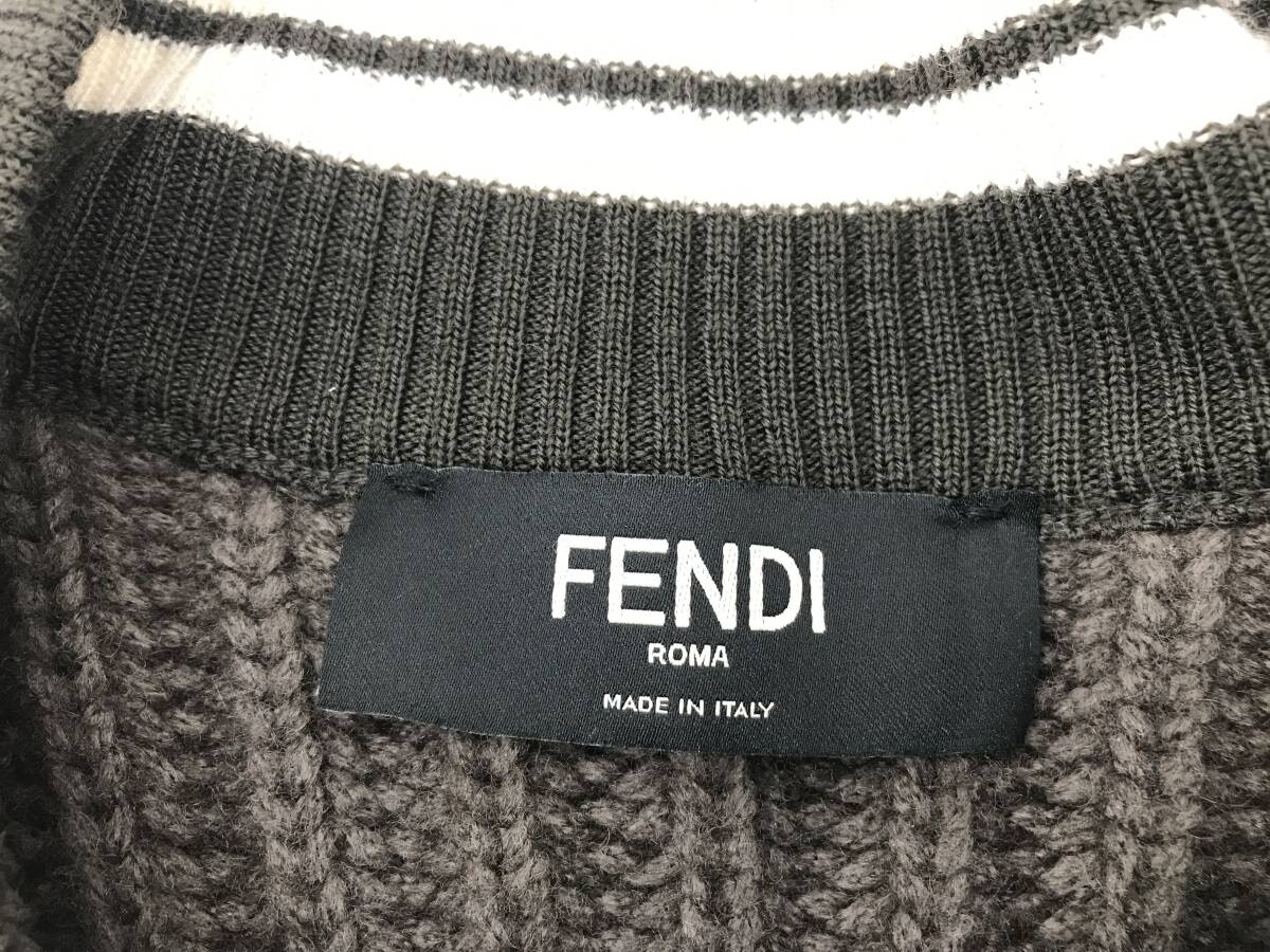 [ прекрасный товар ]FENDI Fendi мех вязаный хаки мужской 52