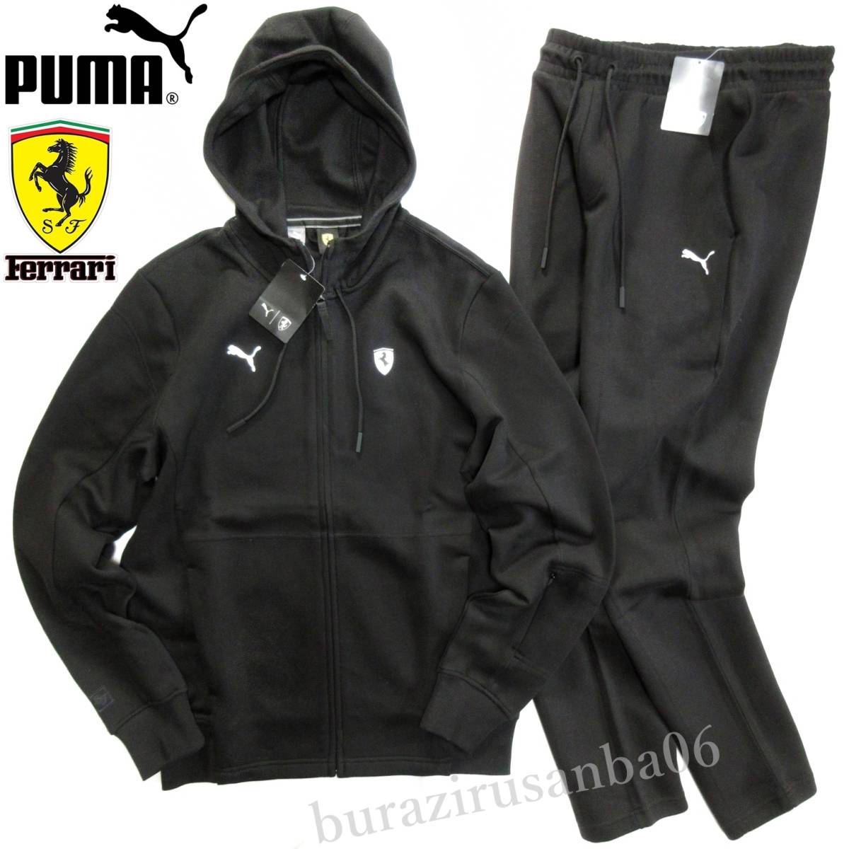 US/L 日本XL相当 未使用 定価24,200円 プーマ PUMAｘFerrari フェラーリ コラボ スウェット フルジップ パーカー パンツ セットアップ_画像1