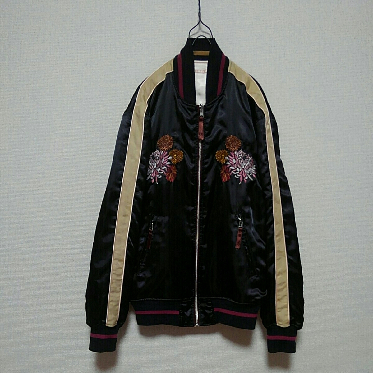 TAKEO KIKUCHI reversible cotton inside jacket MA1 Japanese sovenir jacket floral print embroidery pink quilting TK Takeo Kikuchi K20E77