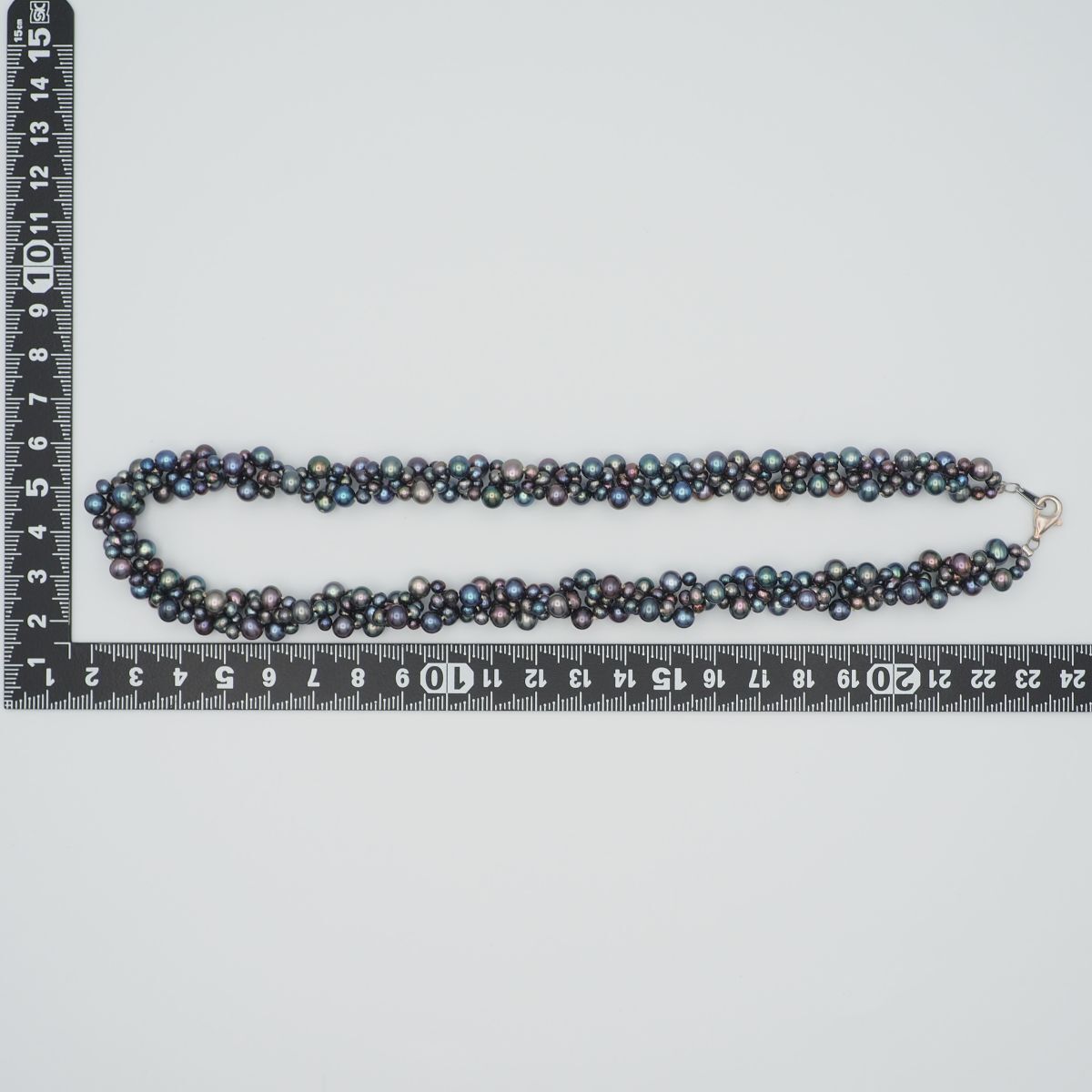K165 淡水真珠 パール 925刻印 ネックレス ピーコック系カラー デザイン シルバー 6月誕生石_画像10