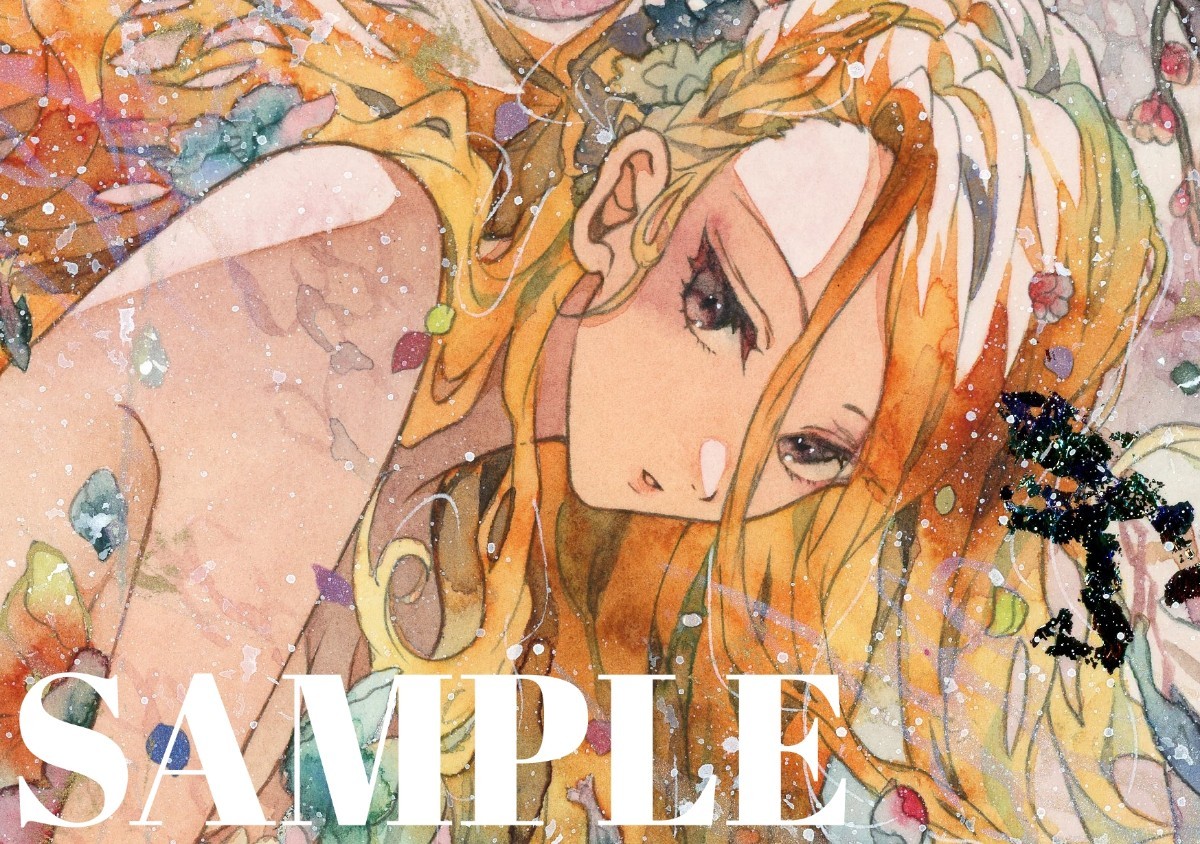 オリジナル 手描きイラスト 女の子 「花海の人魚」 A4サイズ オリジナル 手描きイラスト 女の子 「花海の人魚」 A4サイズ