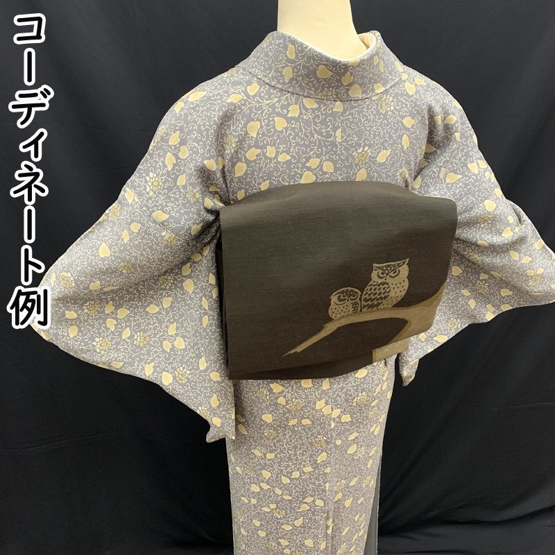 千總●高級小紋 本草木染 グレー 細やかな花唐草 三越取り扱い●美品 402mk23_画像8