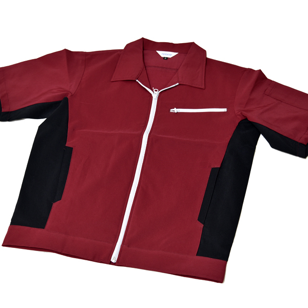 新品 PETICOOL ワークブルゾン SS XS レッド 半袖 ジャケット オーウィッシュ 赤 未使用 作業着 メンズ レディース 男女兼用 ボルドー