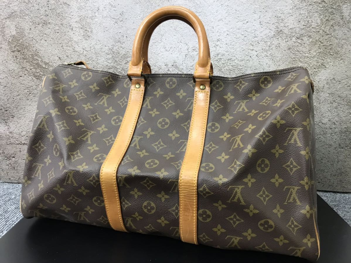 2510 LOUIS VUITTON ルイヴィトン ボストンバッグ モノグラム バッグ ボストン バンドリエール ブラウン系 キーポル 45_画像1