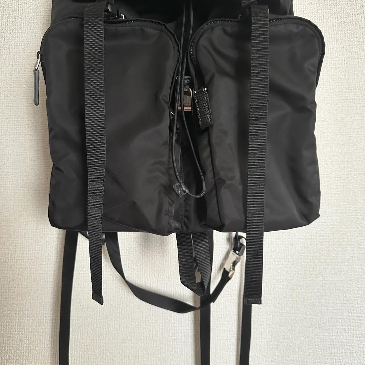 美品 prada プラダ 2VZ019 backpackリュック バックパック Re-Nylon サフィアーノレザー メンズ_画像3