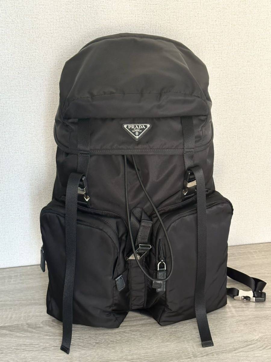 美品 prada プラダ 2VZ019 backpackリュック バックパック Re-Nylon サフィアーノレザー メンズ_画像1
