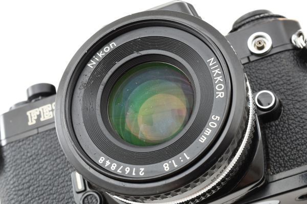 [良品] ニコン Nikon FE2 一眼レフ 35mm フィルムカメラ ブラック 黒 + Ai-s NIKKOR 50mm f/1.8 2066585_画像10