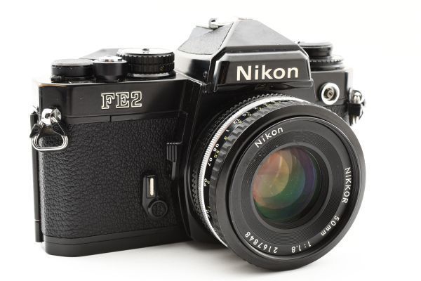 [良品] ニコン Nikon FE2 一眼レフ 35mm フィルムカメラ ブラック 黒 + Ai-s NIKKOR 50mm f/1.8 2066585_画像3