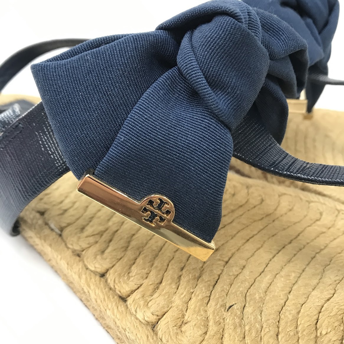 【itx01jbehmp6】TORY BURCH トリーバーチ PENNY FLAT トングサンダル ネイビー レザー リボン 表記サイズ7.5_画像8