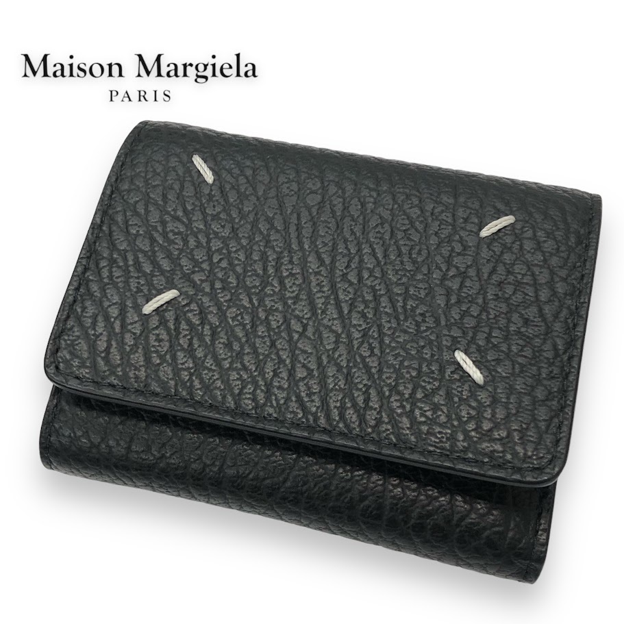 【IT4QVYQSS9IW】未使用 Maison Margiela メゾンマルジェラ 三つ折り財布 SA3UI0010 P4455 レザー ウォレット ミニ財布 ブラックの画像1